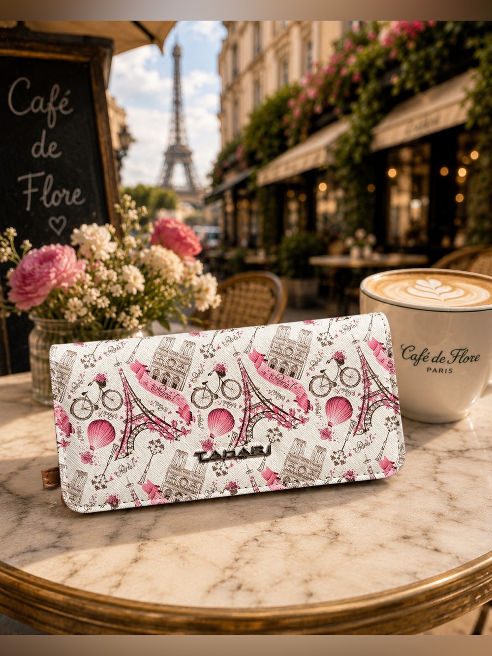 Tahari Paris Print Zip Wallet NWOT